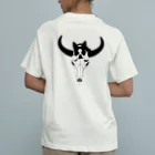 コチ(ボストンテリア)のバックプリント:ボストンテリア(牛の頭蓋骨)[v2.8k] オーガニックコットンTシャツ