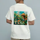 AQUAMETAVERSEのお花畑に囲まれる猫ちゃんと私 アメジスト 2846 Organic Cotton T-Shirt