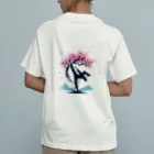 Yutaka_Hのハイキック背景桜Tシャツ オーガニックコットンTシャツ