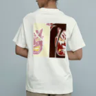inae-doの佐渡ヶ島の鬼太鼓　半分白黒　バックプリント オーガニックコットンTシャツ