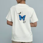 idumi-artの青い蝶　BUTTERFLY  EFFECT 유기농 코튼 티셔츠