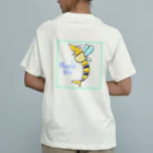 さつきうさぎえびえびショップのはちえび丸正面ロゴTversion オーガニックコットンTシャツ