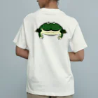 もむのふの爬虫類グッズやさんのバジェットガエルバックプリント オーガニックコットンTシャツ