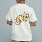 動物ガラス絵描きをしてる人のお店のぽっちゃり系ペロりネコさん オーガニックコットンTシャツ