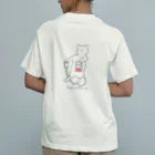 amemugi（あめむぎ）の（背面ver.）電池切れのネコ オーガニックコットンTシャツ