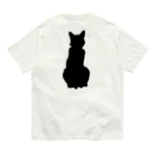 アトリエGINのロシアンブルー銀　猫の100% Tシャツ(黒シルエットVer)  オーガニックコットンTシャツ
