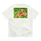 あとりえkittenのダックスのマロンとカプチーノと花畑 Organic Cotton T-Shirt