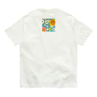 屋台 CLINICの北欧風フラワー（水色） Organic Cotton T-Shirt