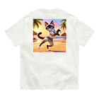 猫と紡ぐ物語のリズム感抜群！長身な白シャムネコがビーチでランバダダンス！  Organic Cotton T-Shirt