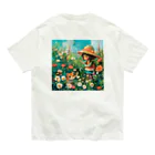 AQUAMETAVERSEのお花畑に囲まれる猫ちゃんと私 アメジスト 2846 Organic Cotton T-Shirt