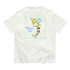 さつきうさぎえびえびショップのはちえび丸正面ロゴTversion オーガニックコットンTシャツ