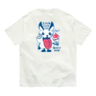 イラスト MONYAAT のバックプリント モコモコラビット1号*Lick Lick Lick オーガニックコットンTシャツ