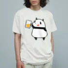 うさやのビールを飲んでご満悦のパンダ オーガニックコットンTシャツ