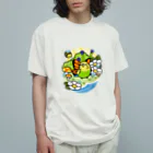 Cody the LovebirdのChubby Bird セキセイインコの妖精 Matcha 一緒に森を守ろう！ Organic Cotton T-Shirt