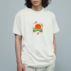 ヘーゼル色のどんぐりまなこの夕景に蓮ととんぼ③ オーガニックコットンTシャツ