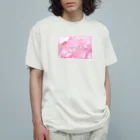 nekousagi*∩..∩のnekousagi*∩..∩ロゴ入り ピンク系（トラミ兄ちゃん） オーガニックコットンTシャツ