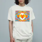 ✨🌈✨ユラクラカン🇯🇵 ✨🌈✨の🌈🌟恋人達の祝杯💕🥂ゴールデンハート🌈🌟 オーガニックコットンTシャツ