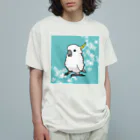 white-cockatooの花とキバタン Organic Cotton T-Shirt