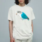 森図鑑の[森図鑑] ブルーボタンインコと種 オーガニックコットンTシャツ