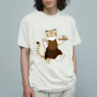 Torafare(yamachaYuka)のカフェ店員な虎さん(珈琲色・背景無) オーガニックコットンTシャツ