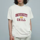 グラフィンのチル大学 エンジ文字 Organic Cotton T-Shirt