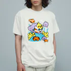 Cody the Lovebirdの（両面）オカメインコと海のお友達 & 南の島で夏休み Chubby Bird オーガニックコットンTシャツ