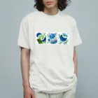  @Petrykivka Japan       💙  💛   ウクライナ伝統画法のペトリキウカ練習帳（カリーナ青） オーガニックコットンTシャツ