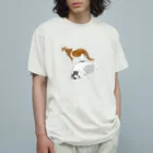 モモセ イトのアザラシ(猫)と(白茶)トラ(猫) オーガニックコットンTシャツ