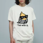 Cody the LovebirdのChubby Bird サングラスをかけたオカメインコ オーガニックコットンTシャツ