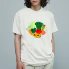 NIKORASU GOの野菜大好きなひと専用デザイン「野菜大集合」 オーガニックコットンTシャツ