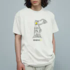 ビールとアート TM-3 Designの彫刻 × BEER（サモトラケのニケ）黒線画 Organic Cotton T-Shirt