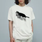 切り絵草太の花咥え猫 Organic Cotton T-Shirt