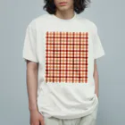 世を忍ぶ仮の姿のチェック柄 レッド&グリーン Organic Cotton T-Shirt