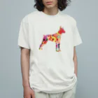 chicodeza by suzuriの花柄ドーベルマンのシルエット Organic Cotton T-Shirt