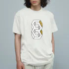 D-MALIBUの幾何学的錯視デザインにアニマル柄を添えて オーガニックコットンTシャツ