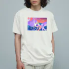 宇宙キャンプの深海でDJするねこ、タコとイカ、クラゲ、リュウグウノツカイ オーガニックコットンTシャツ