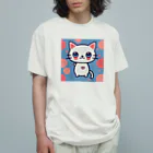 A31eの狛猫のミケ「はーとびーと」 オーガニックコットンTシャツ