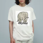 PALA's SHOP　cool、シュール、古風、和風、のelephant　　(backプリント）[一部表プリント」 オーガニックコットンTシャツ