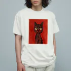 sumikichichanの墨ちゃん(レッド) オーガニックコットンTシャツ