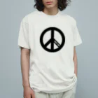 QUQU_WORKSのPRAY FOR PEACE ピースマーク ブラック Organic Cotton T-Shirt