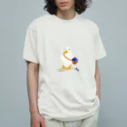 ベリーファームとようらのブルーベリーを運ぶアヒル（コールダック） オーガニックコットンTシャツ