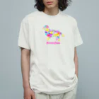 AtelierBoopのボーダーコリー　フラワーパーティ オーガニックコットンTシャツ