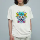 znbmsrrの花柄のポメラニアン犬と子犬。 女の子と男の子への美しい贈り物。 Organic Cotton T-Shirt