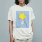 みにゆん　ねこのGood night, puppy ~ blue オーガニックコットンTシャツ