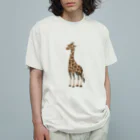 Daichi Sugimoto🦑3D Artistのやさしいお顔のキリンさん オーガニックコットンTシャツ