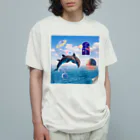 𝙈𝙊𝙈𝙊'𝙨 𝙎𝙝𝙤𝙥のイルカと遊ぼう オーガニックコットンTシャツ