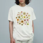 kimchinのやさしい色合いの花柄 オーガニックコットンTシャツ