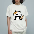 うさやのパンダ風味の三毛猫 オーガニックコットンTシャツ