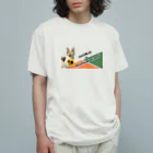 sasa9"のミケちゃん+ひまわり オーガニックコットンTシャツ