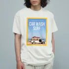 honeycombのサーフボードと車 オーガニックコットンTシャツ